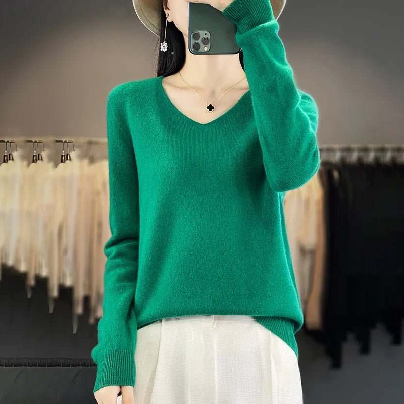 Soft Merino Wool V-Neck Sweater