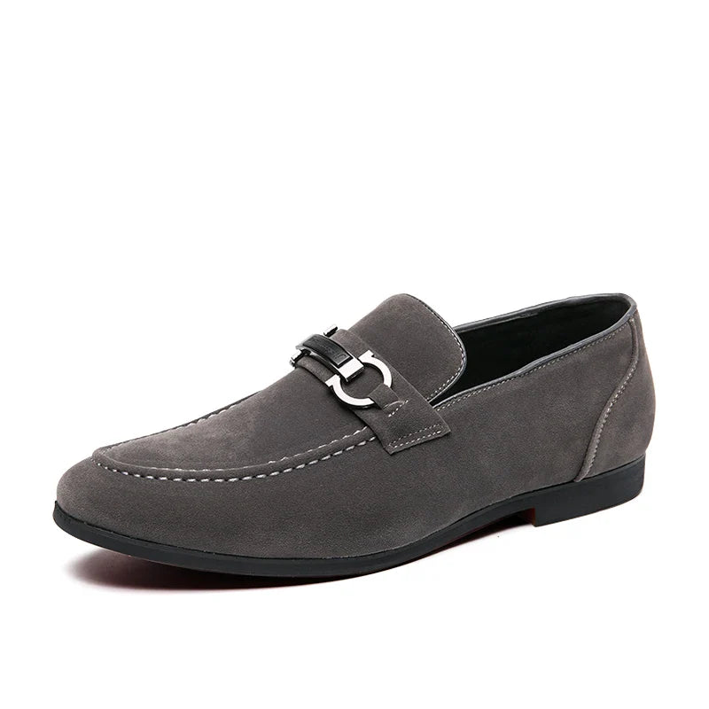 Leather Brown Slip On Moccasin Shoes For Men