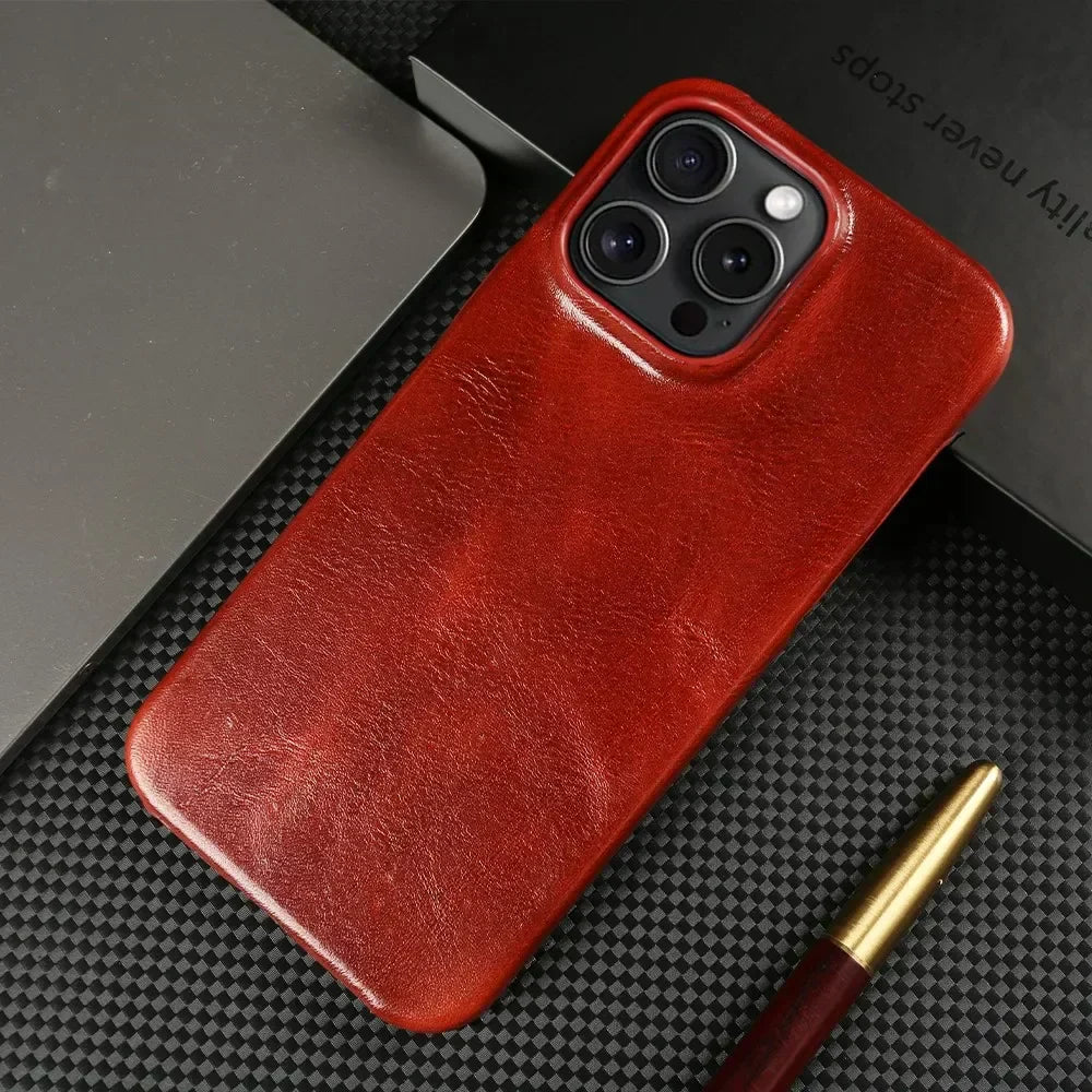 Premium Leather iPhone Cover Genuine Handmade Cowhide