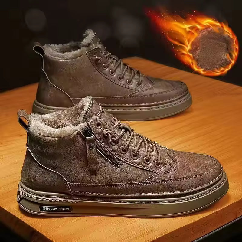 Insulated Leather Mens Winter Snow Boots - VogeLuxe