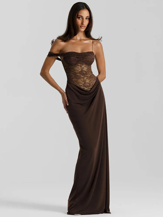 Chic Off The Shoulder Lace Evening Dress - VogeLuxe