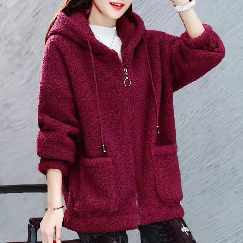 Warm Cozy Women's Wool Sweatshirt with Pockets