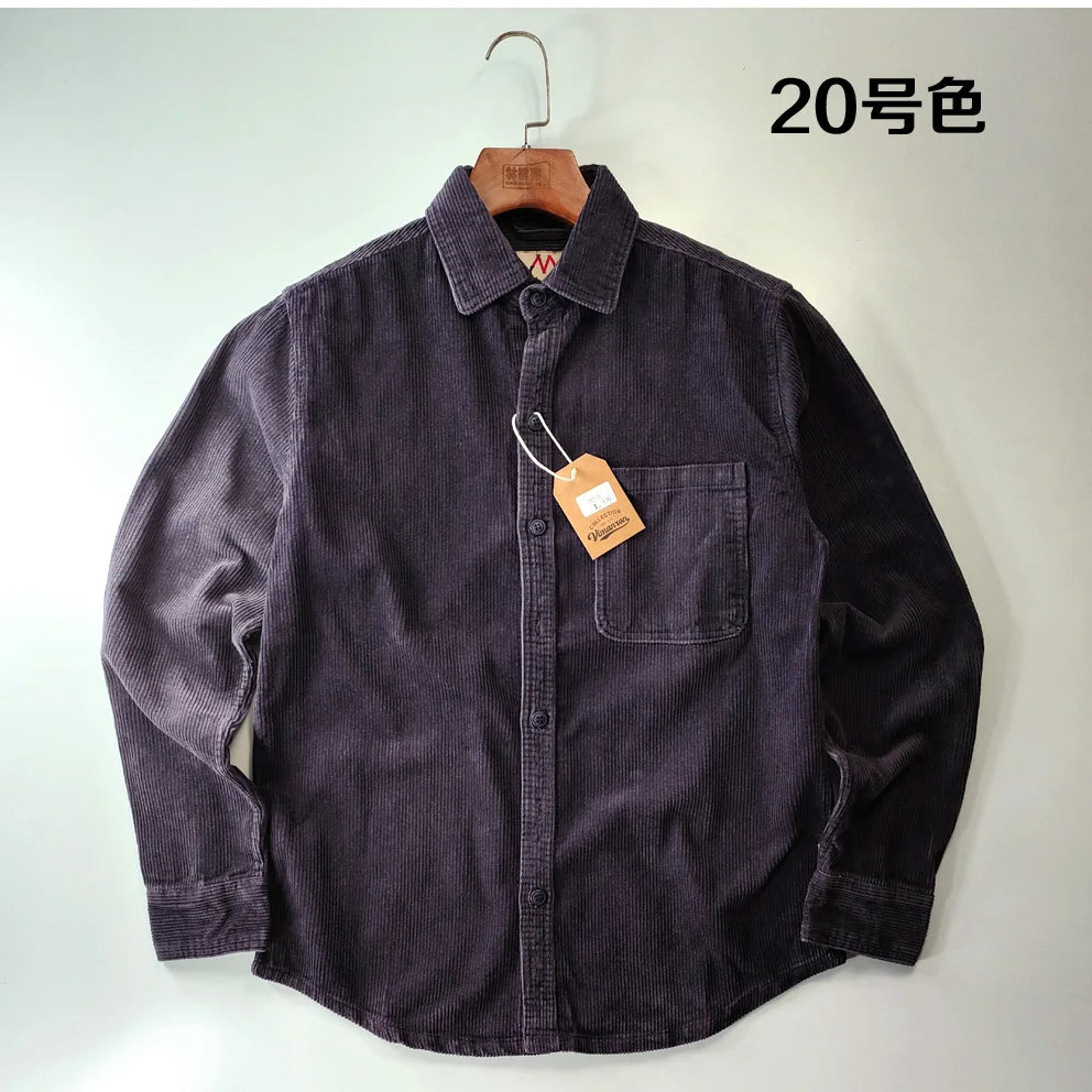 Classic Casual Corduroy Button Down Shirt for Men