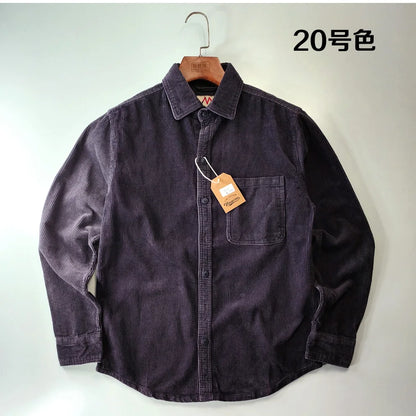 Classic Casual Corduroy Button Down Shirt for Men