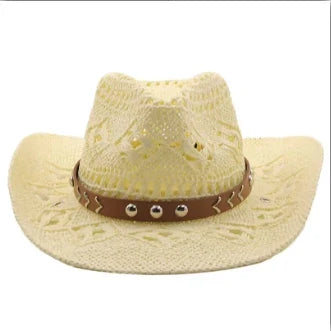Rustic Summer Cowboy Hat with Wooden Beads
