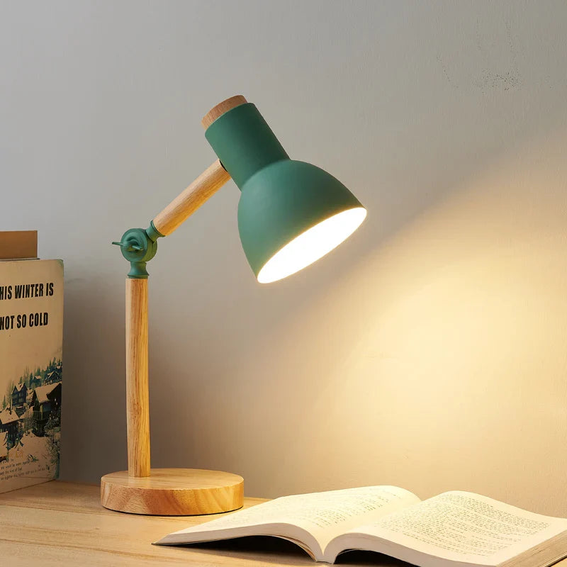 Rustic Wooden Table Lamp | Adjustable Desk Light - VogeLuxe