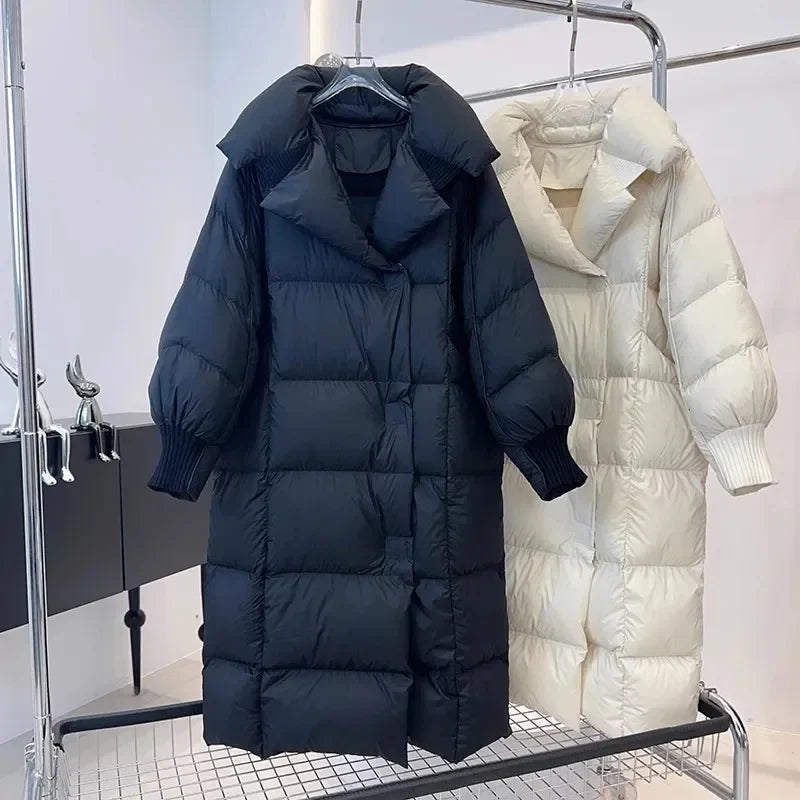 Warm 90% White Down Filled Women's Puffy Parka - VogeLuxe