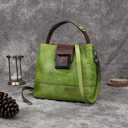 Premium Leather Tote Bag for Women - Classic Work Purse