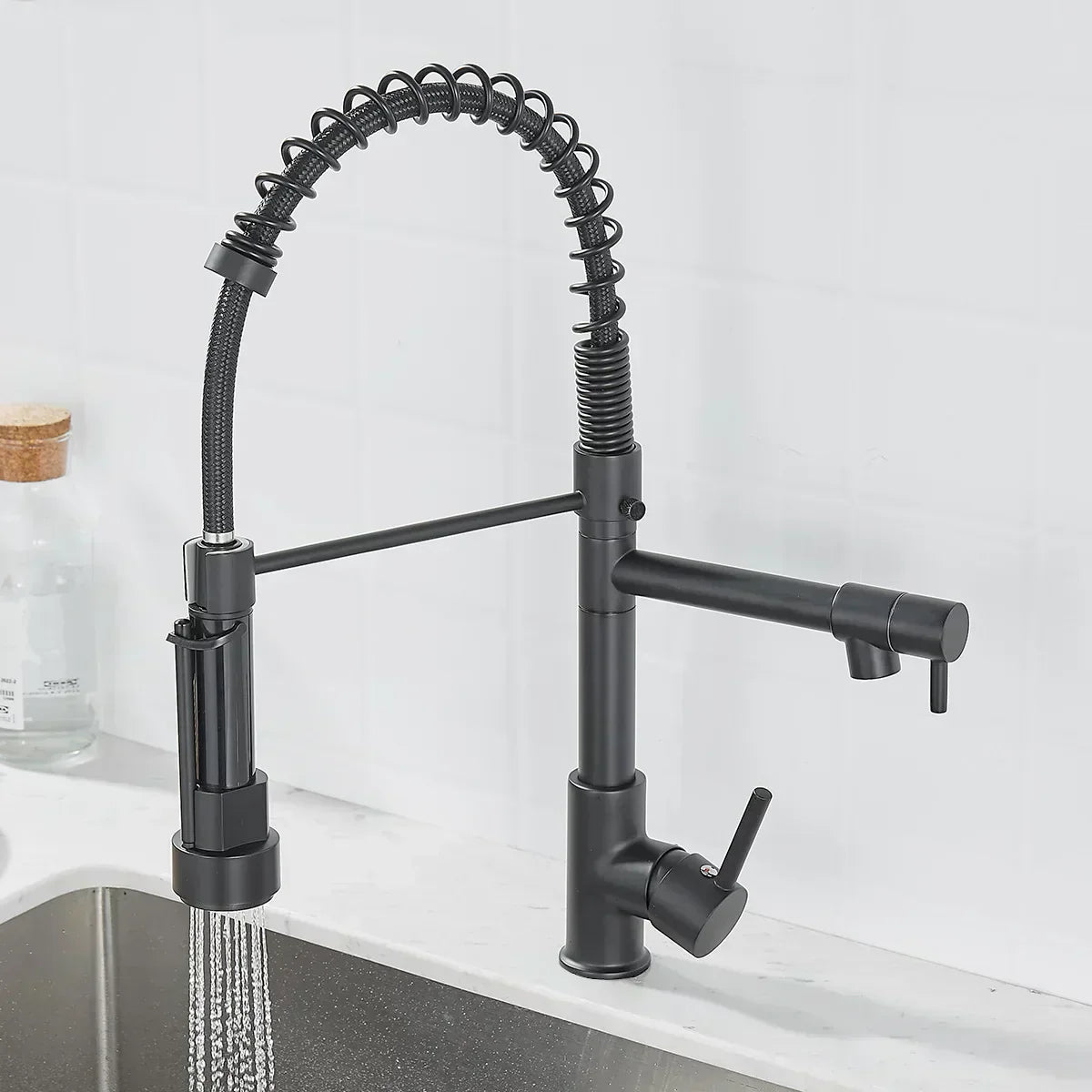 Luxury 2 Handle Kitchen Faucet In Black And Gold