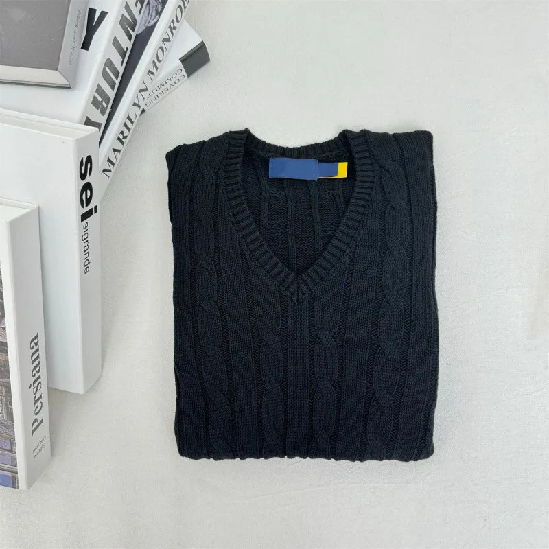 Relaxed Fit Casual V-Neck Jumper Sweater
