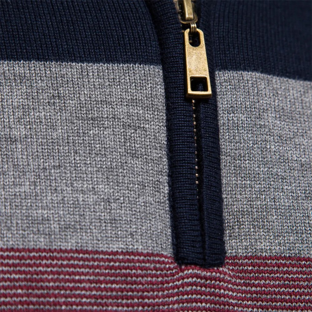 VogeLuxe | Men’s Color Block Quarter Zip Pullover Sweater
