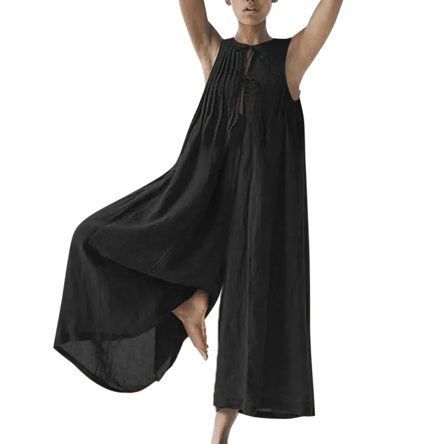 Loose Flowy V Neck Summer Jumpsuit Romper
