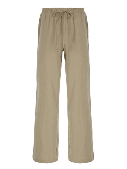 Comfortable High Waist Wide Leg Linen Pants