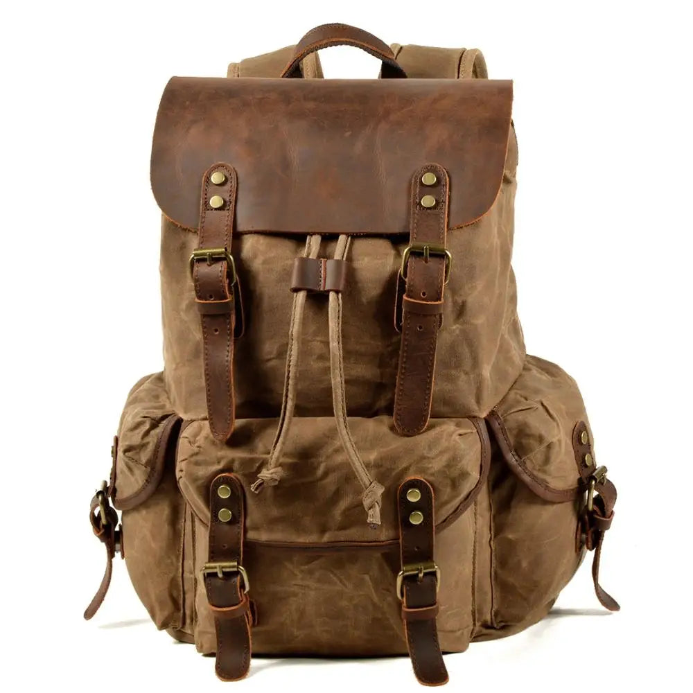 Durable Canvas Leather School Backpack - VogeLuxe