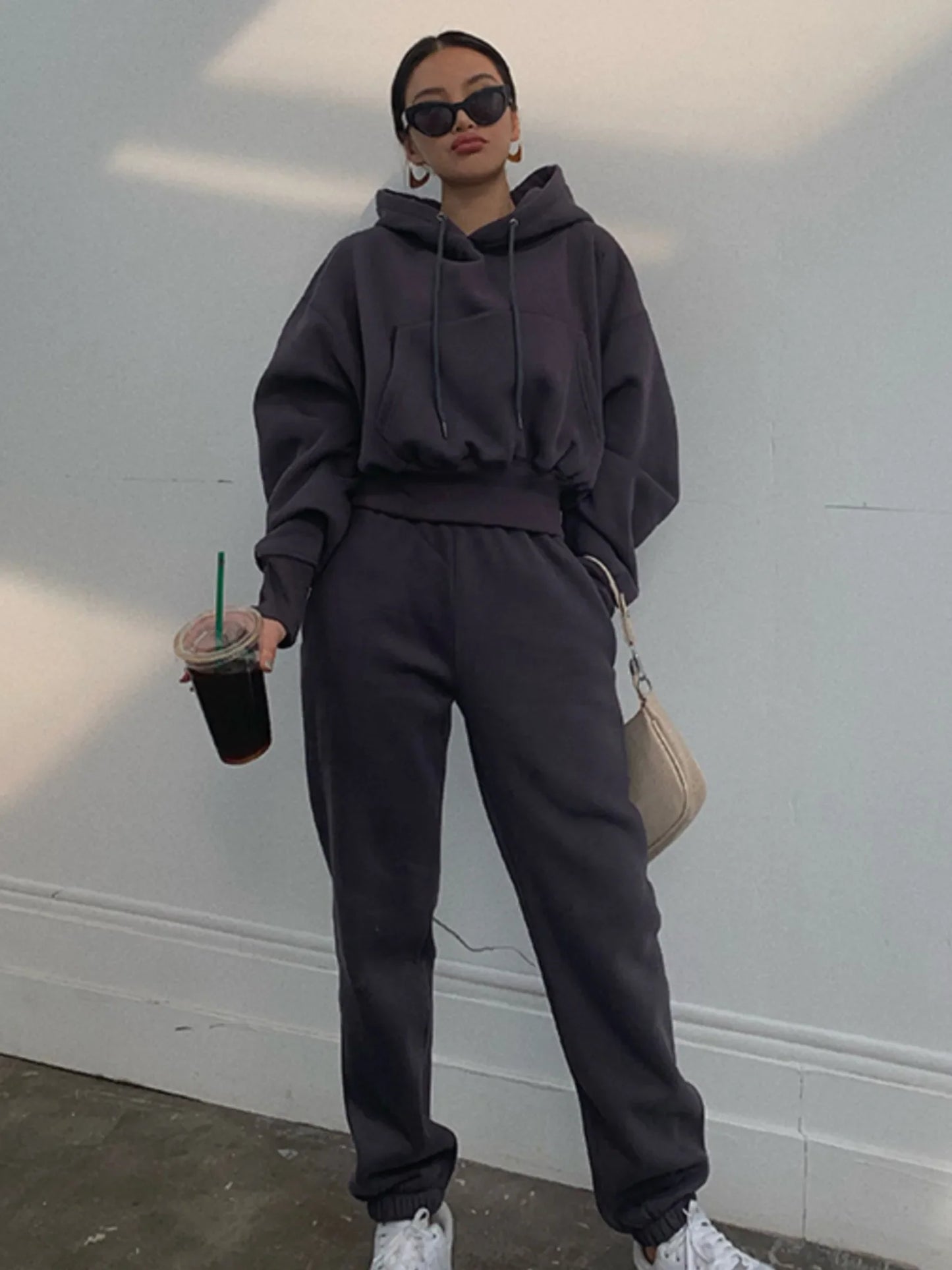 Warm Women's Fleece Hoodie and Jogger Set