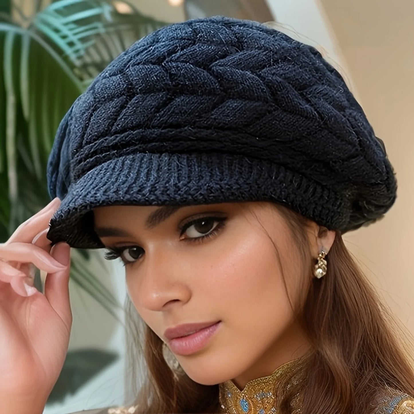 Classic Warm Beanie Hat with Brim