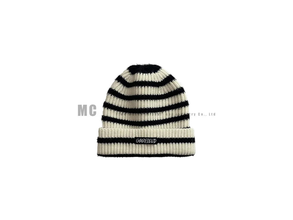 Warm Winter Beanie Hat with Hood and Stripes