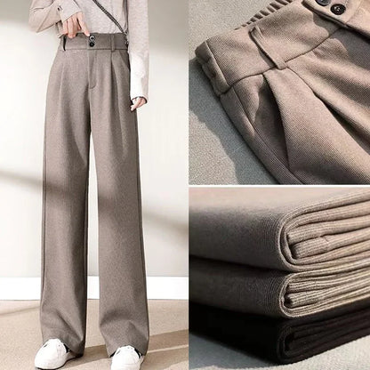 Classic Fit Warm Wool Straight Leg Pants - VogeLuxe