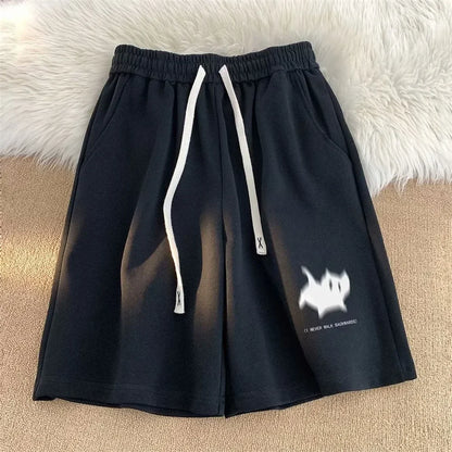 Retro High Waist Cute Cat Print Shorts