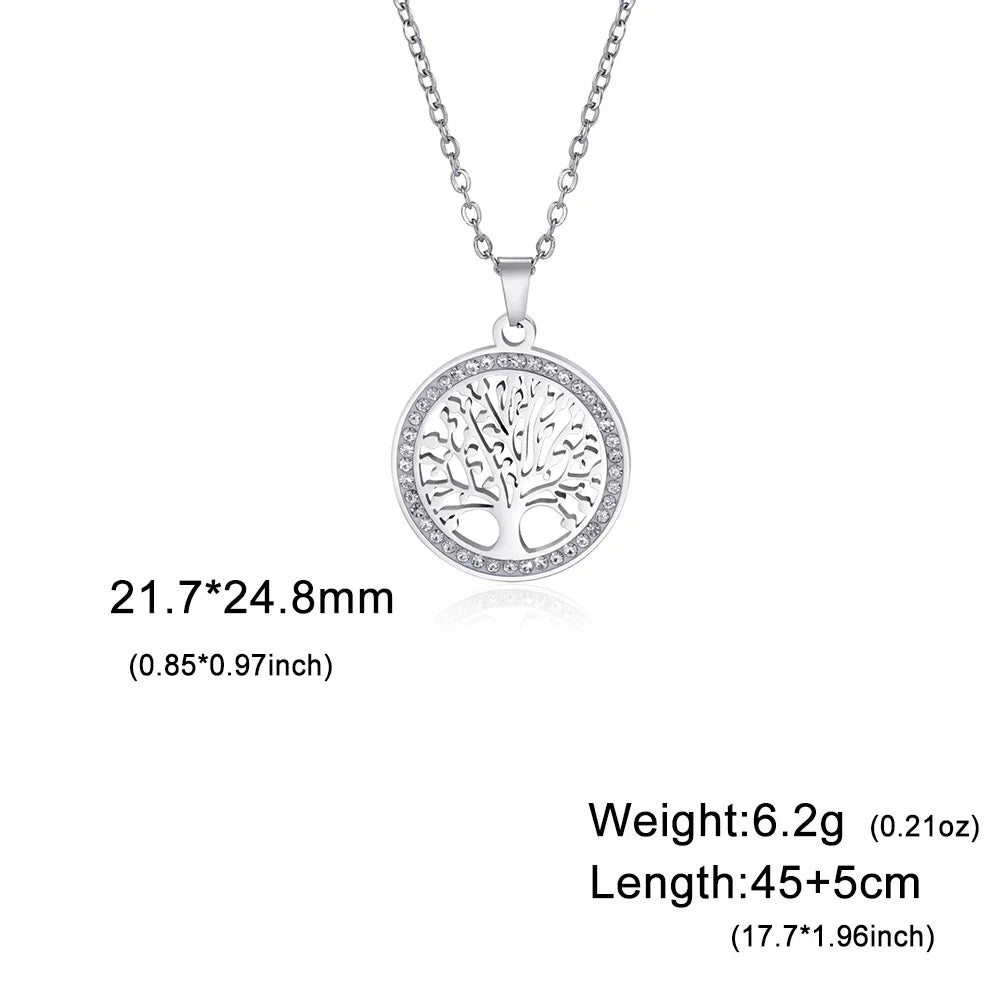 Nature Inspired Tree of Life Crystal Pendant Necklace