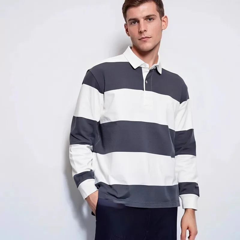 Relaxed Fit Casual Stripe Long Sleeve T Shirt