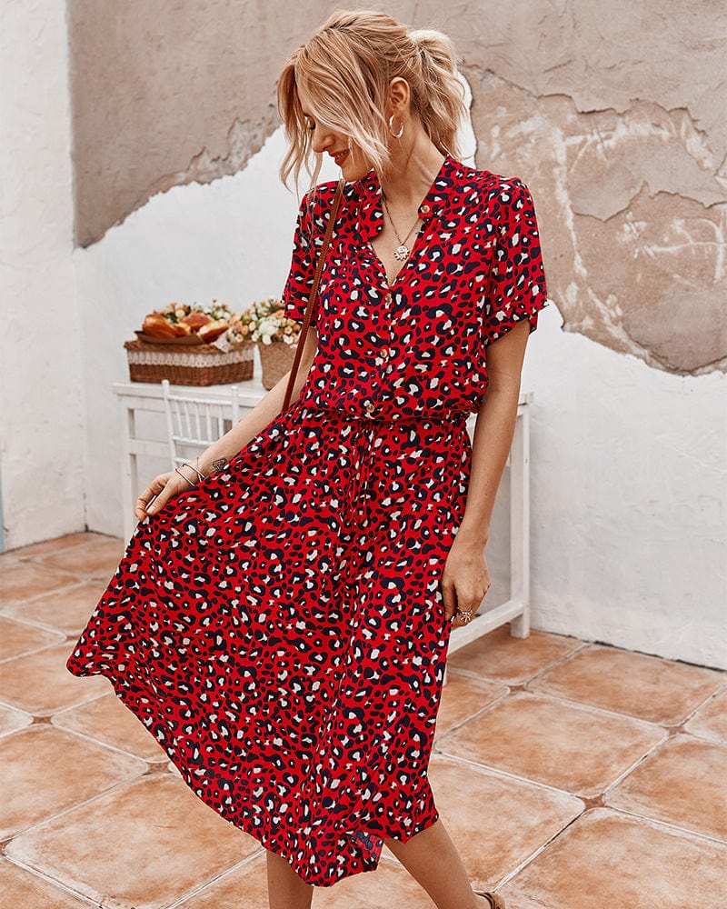 Relaxed Fit Floral Midi Summer Dress