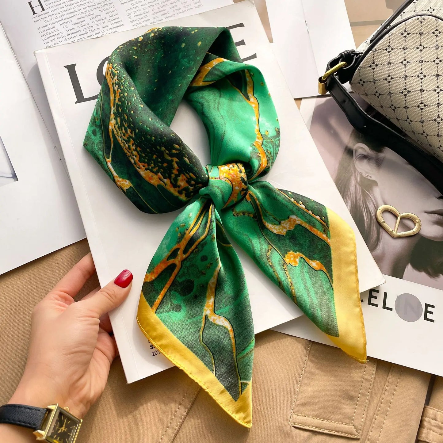 Soft Plaid Scarf for Women Neck Hair Accessory