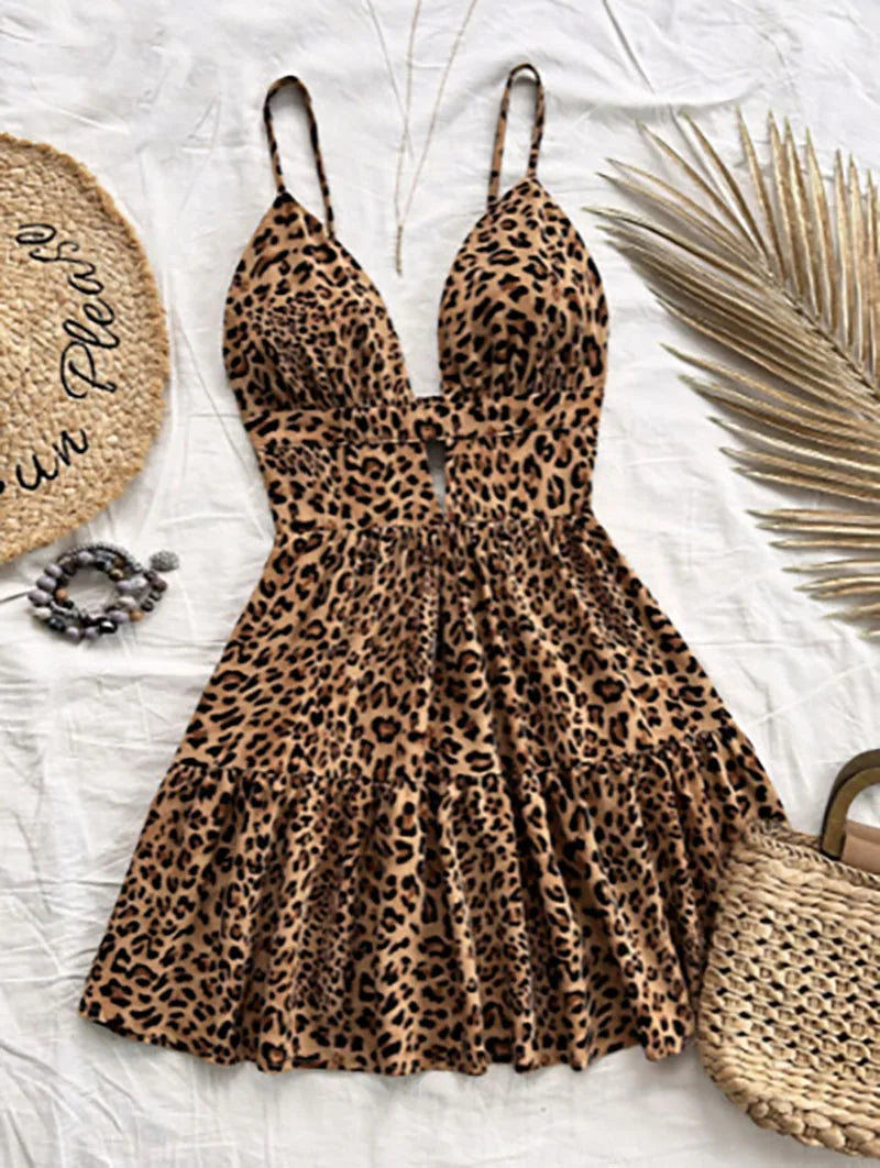 Sleeveless Animal Print Summer Mini Dress