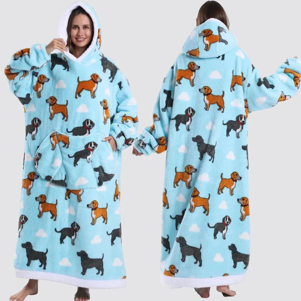 Cozy Wearable Fleece Hooded Blanket Sweatshirt