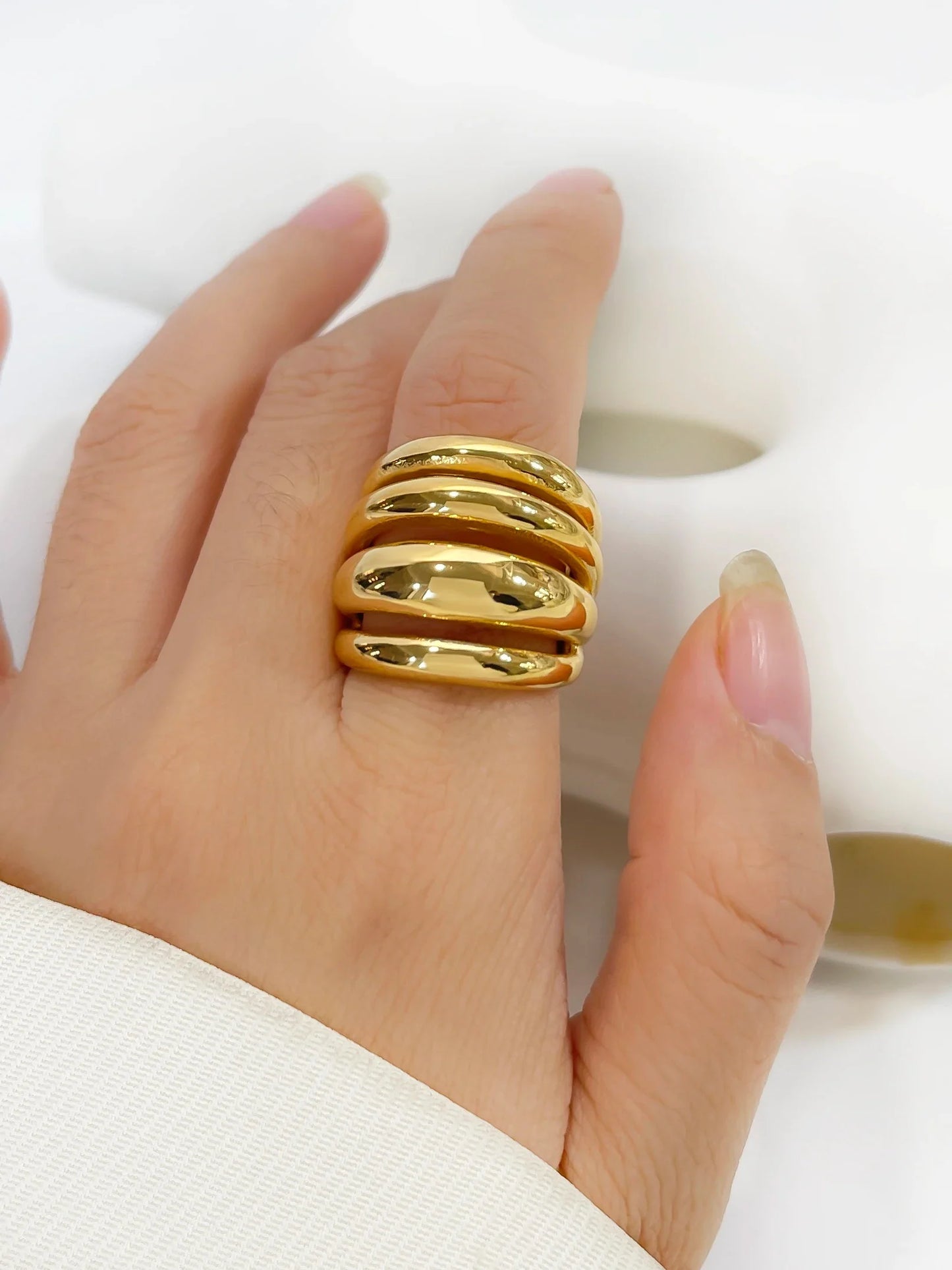 Luxury Metallic Dome Cocktail Ring