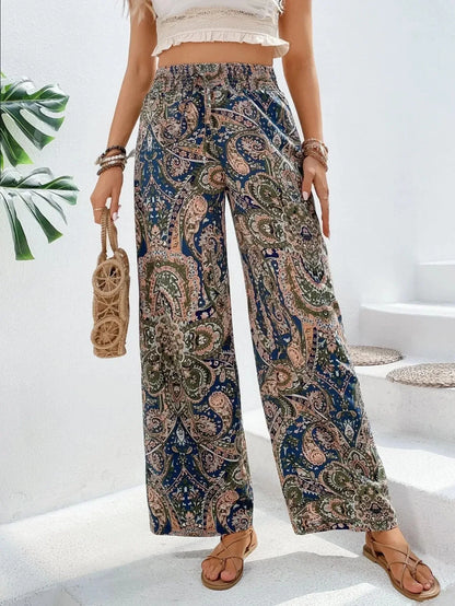 Comfortable Loose Fit Stretchy Printed Women's Trousers