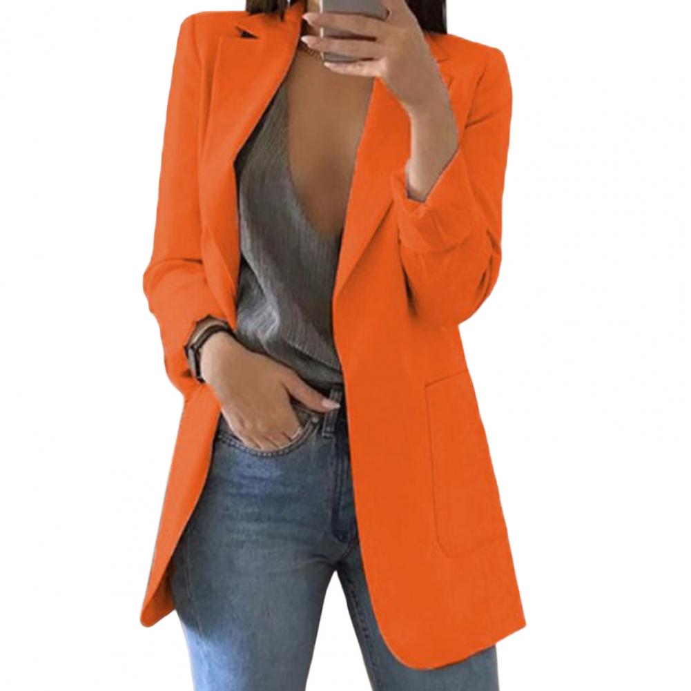 Relaxed Fit Open Front Jacket for Women with Pockets
