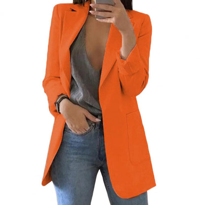Relaxed Fit Open Front Jacket for Women with Pockets