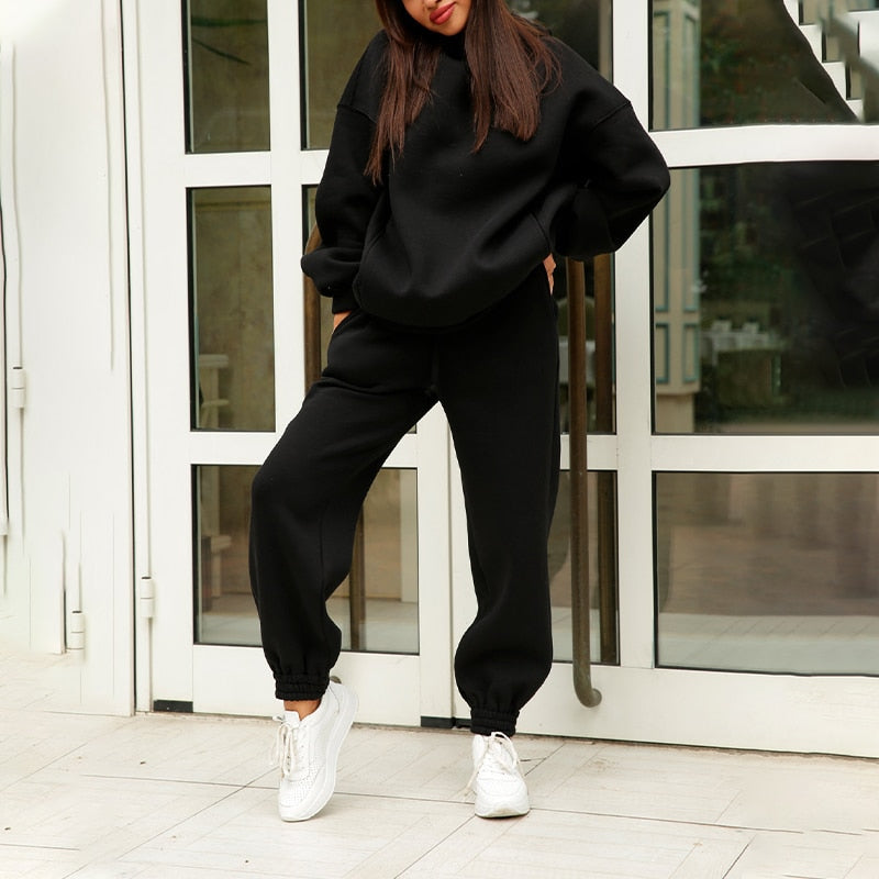 Cozy Women's Casual Sweatpant Hoodie Set - VogeLuxe