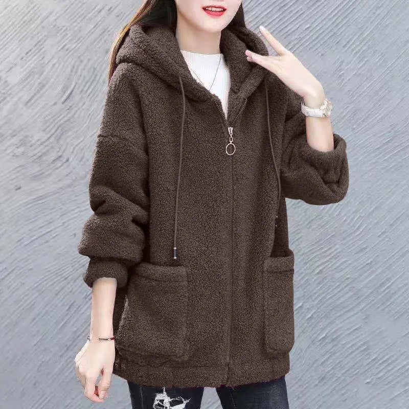 Warm Cozy Women's Wool Sweatshirt with Pockets