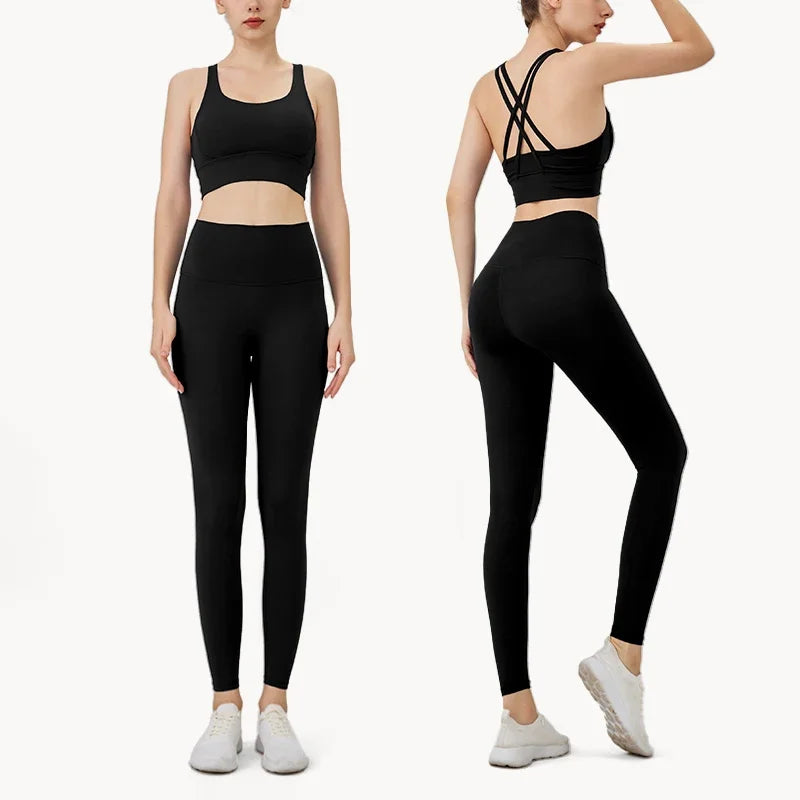 Women's Breathable Yoga Set 2 Piece Sports Leggings Top