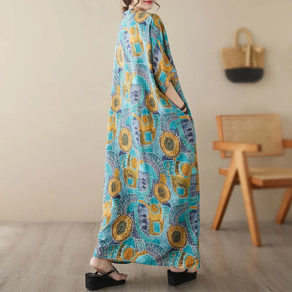 Free-Spirited Global Maxi Sundress - Relaxed Casual Wear