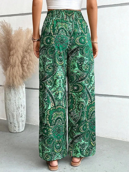 Comfortable Loose Fit Stretchy Printed Women's Trousers