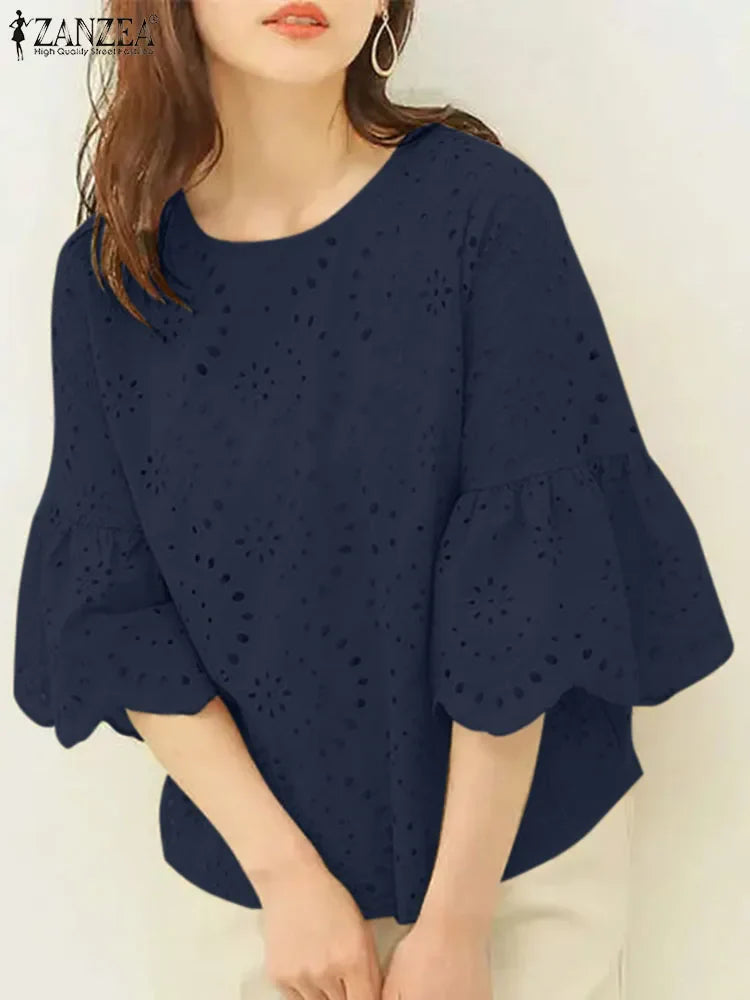 Delicate Floral Cut-Out Women's Top