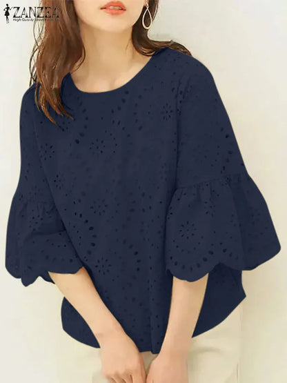 Delicate Floral Cut-Out Women's Top