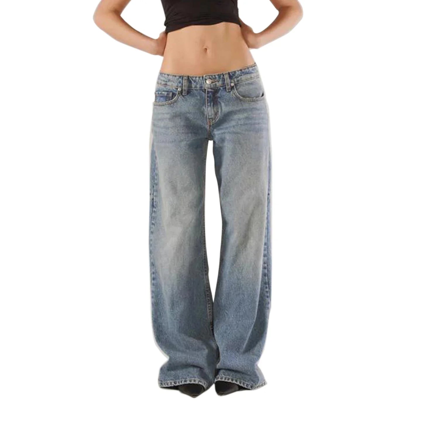 Relaxed Fit Wide Leg Women's Casual Jeans