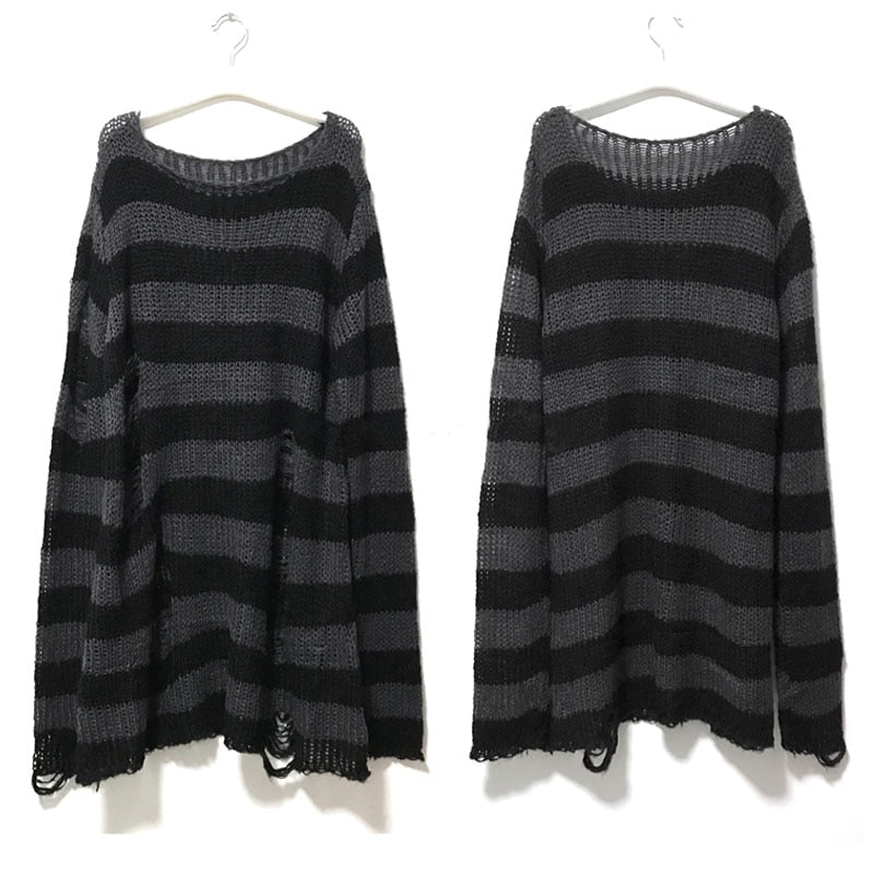 Relaxed Fit Women's Striped Lightweight Sweatshirt