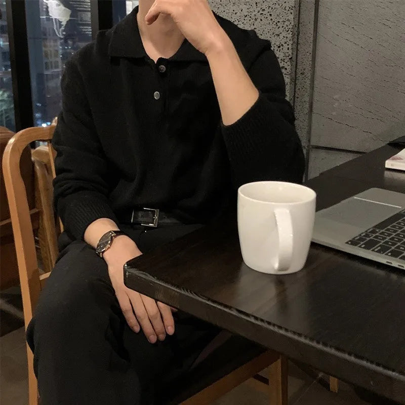 Premium Soft Knit Polo Neck Sweater For Men