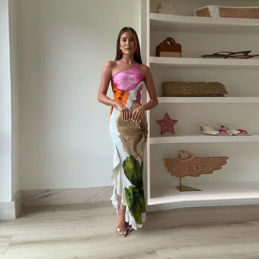 Beautiful Flower Off Shoulder Long Dress - VogeLuxe
