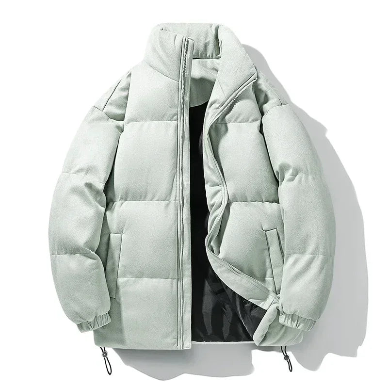 Warm Fleece Lined Mens Leather Parka Coat