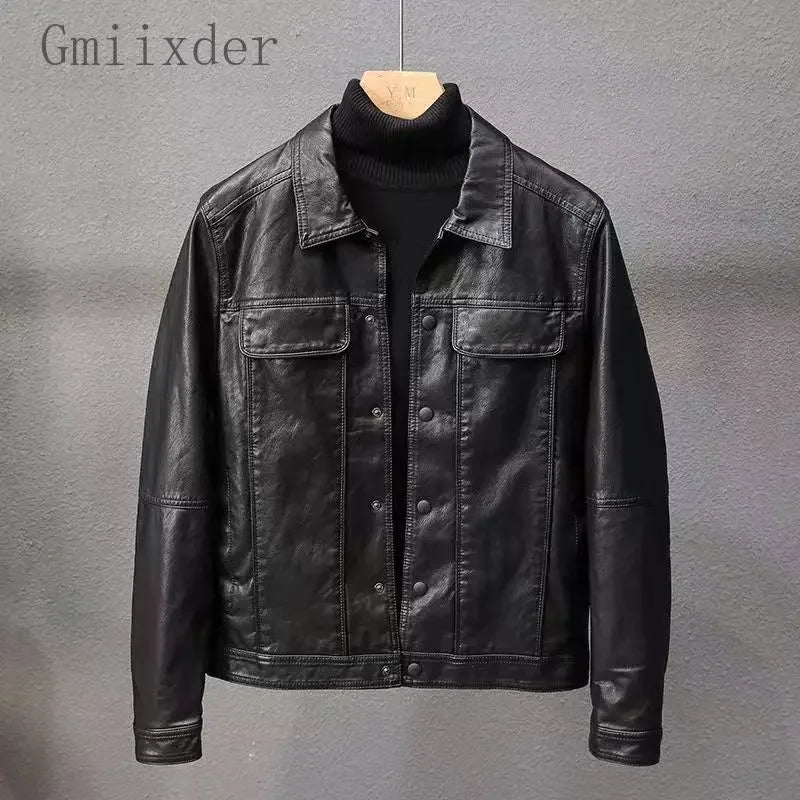 Slim Fit Men's PU Leather Bike Jacket - BritishElegance
