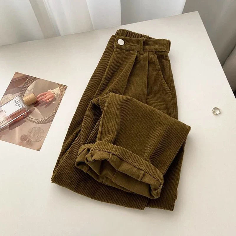 Comfortable Wide Leg Corduroy Pants