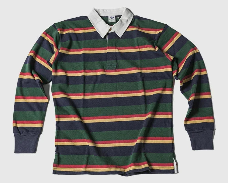 Classic Striped Polo Shirt Men's Preppy Long Sleeve Tee