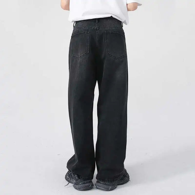Relaxed Fit Men's Distressed Straight Leg Jeans - VogeLuxe