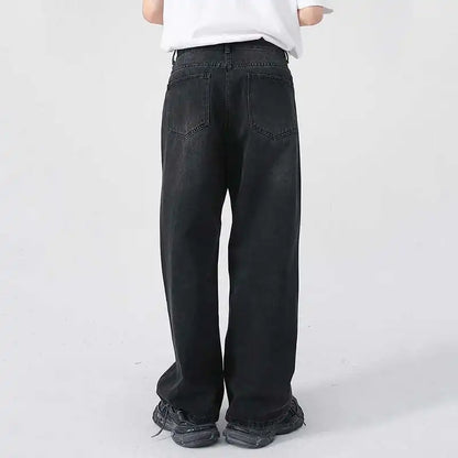 Relaxed Fit Men's Distressed Straight Leg Jeans - VogeLuxe